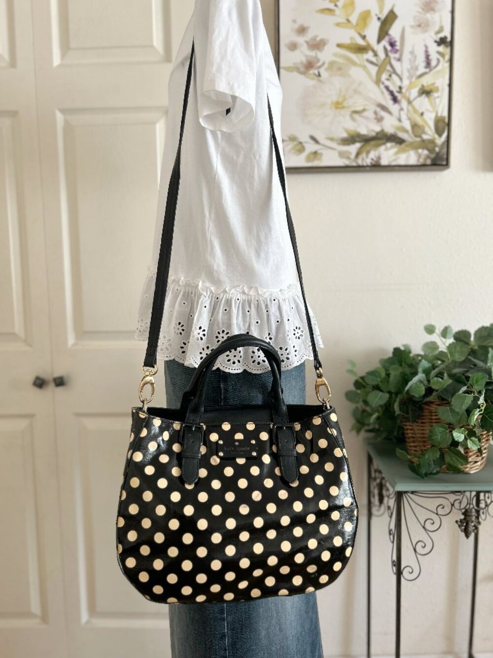 kate spade Black and Cream Polka Dot Satchel